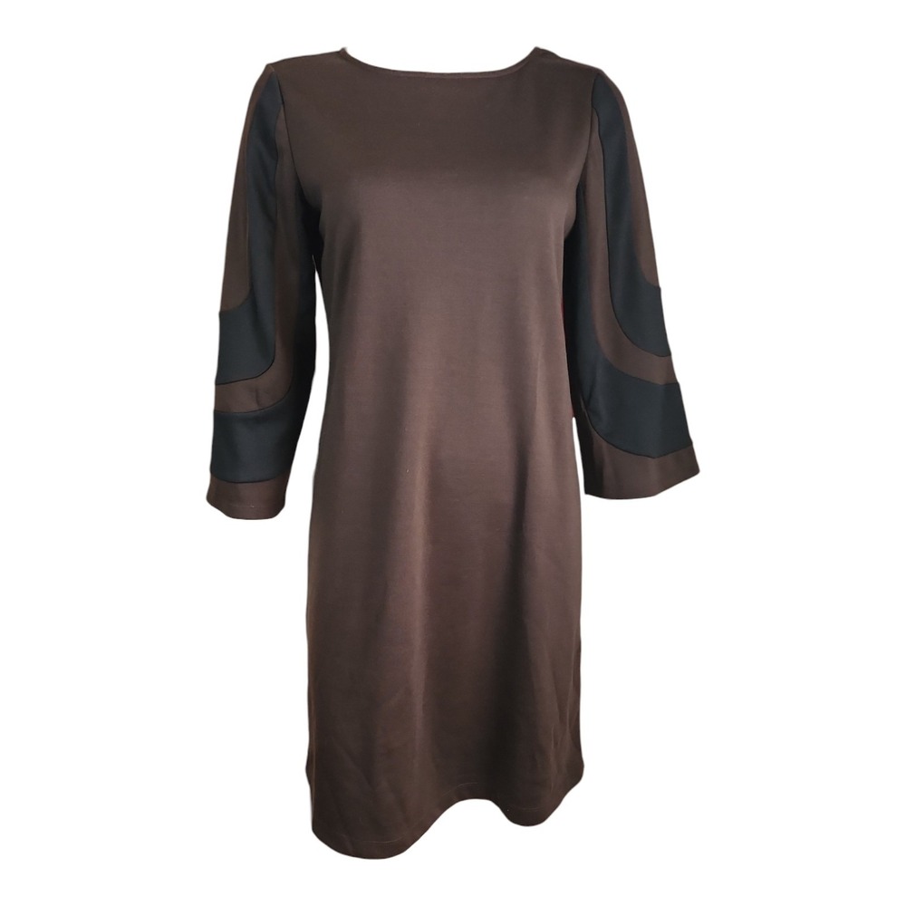Muse Dress Womens Size 10 Brown Black‎ Retro Mod 60s Zip Up Business Career